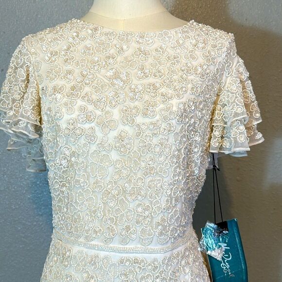 NEW Mac Duggal 10827 women’s embellished sheath knee length lined dress size 6 - Picture 6 of 14